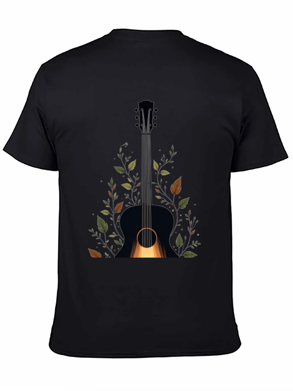 Guitar & Foliage Graphic Tee - Black Cotton Blend product image 7
