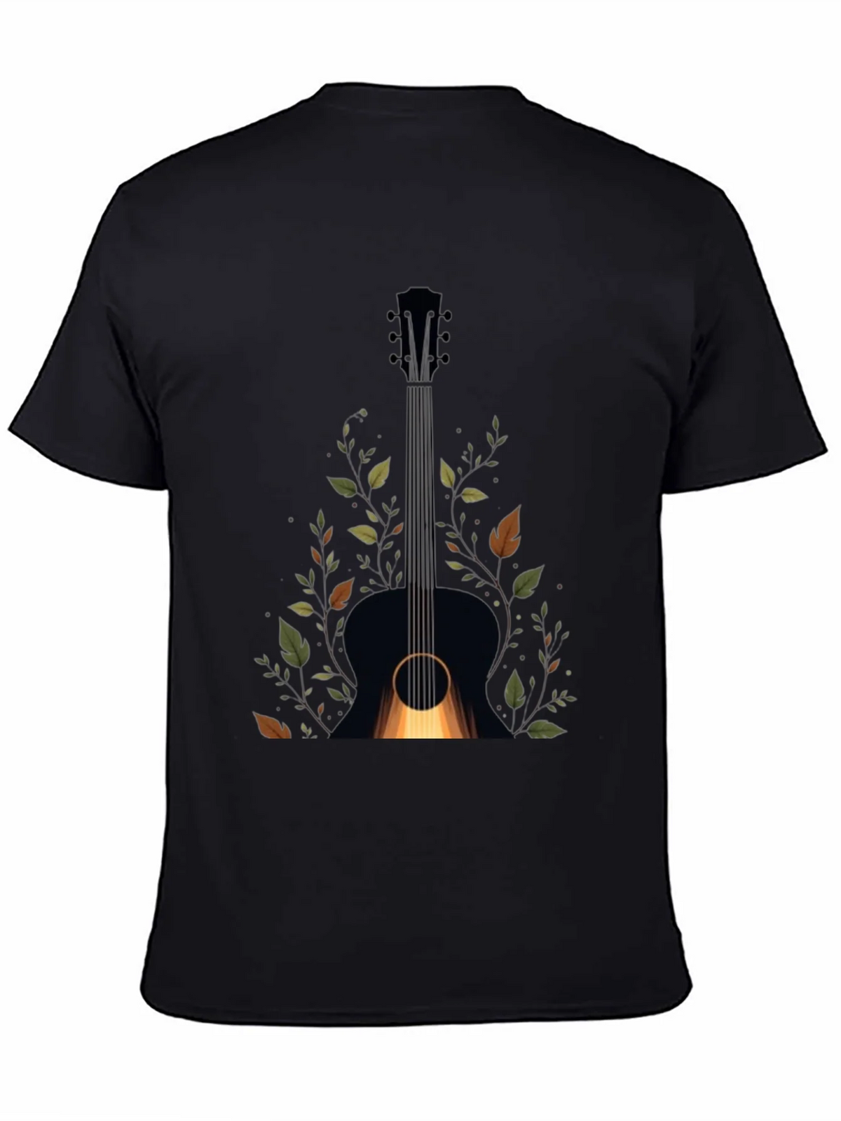 Guitar & Foliage Graphic Tee - Black Cotton Blend product image 7