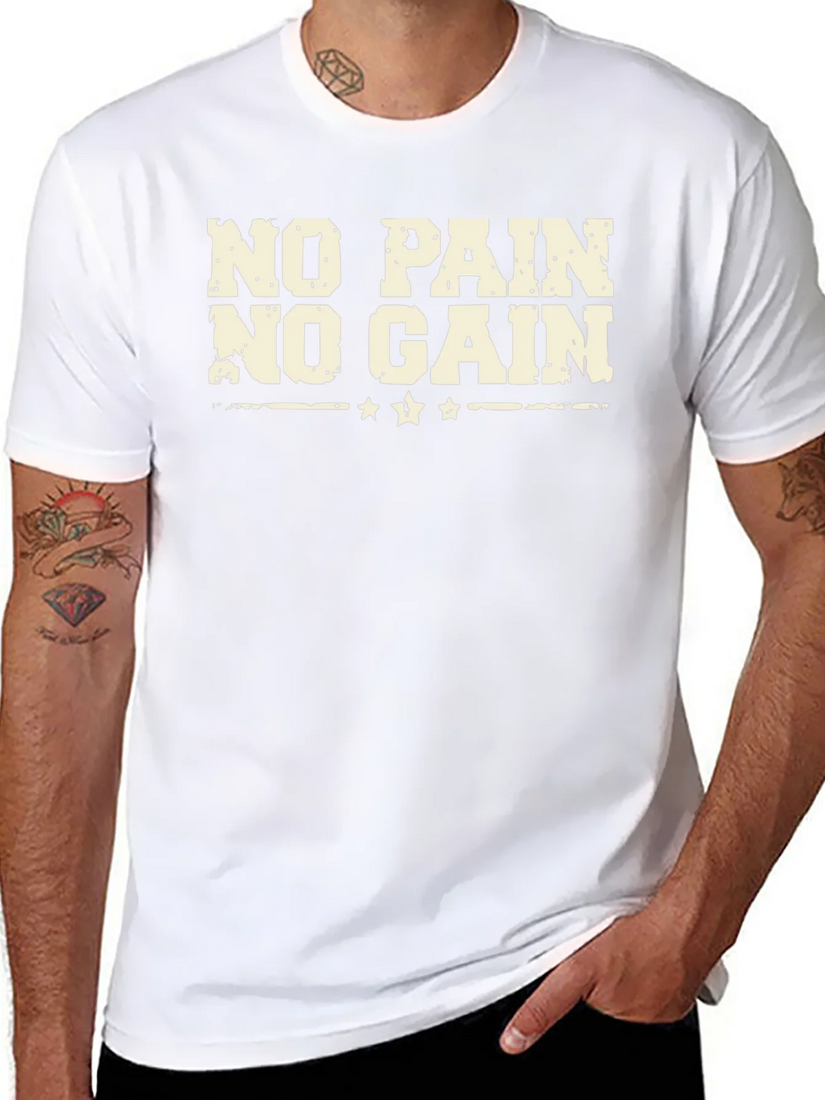 No Pain No Gain Black Graphic T-Shirt product image 1