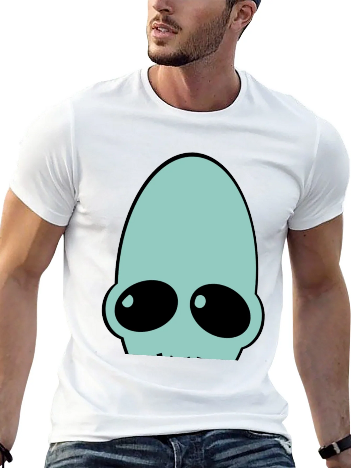 Futuristic Alien Head Graphic Tee - Black product image 4