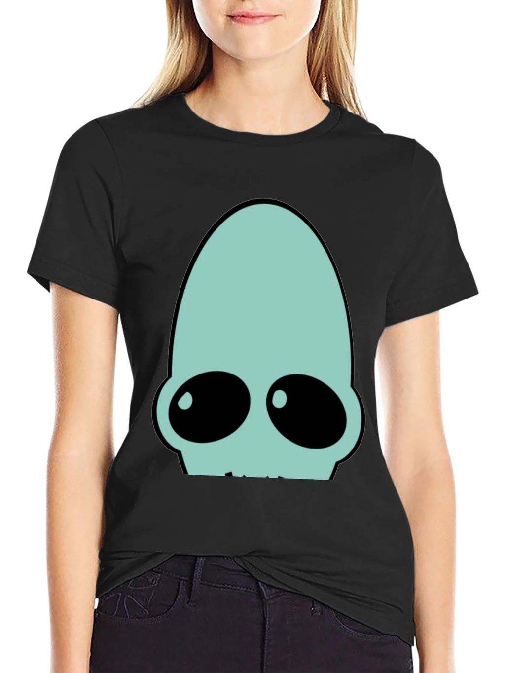 Futuristic Alien Head Graphic Tee - Black product image 5