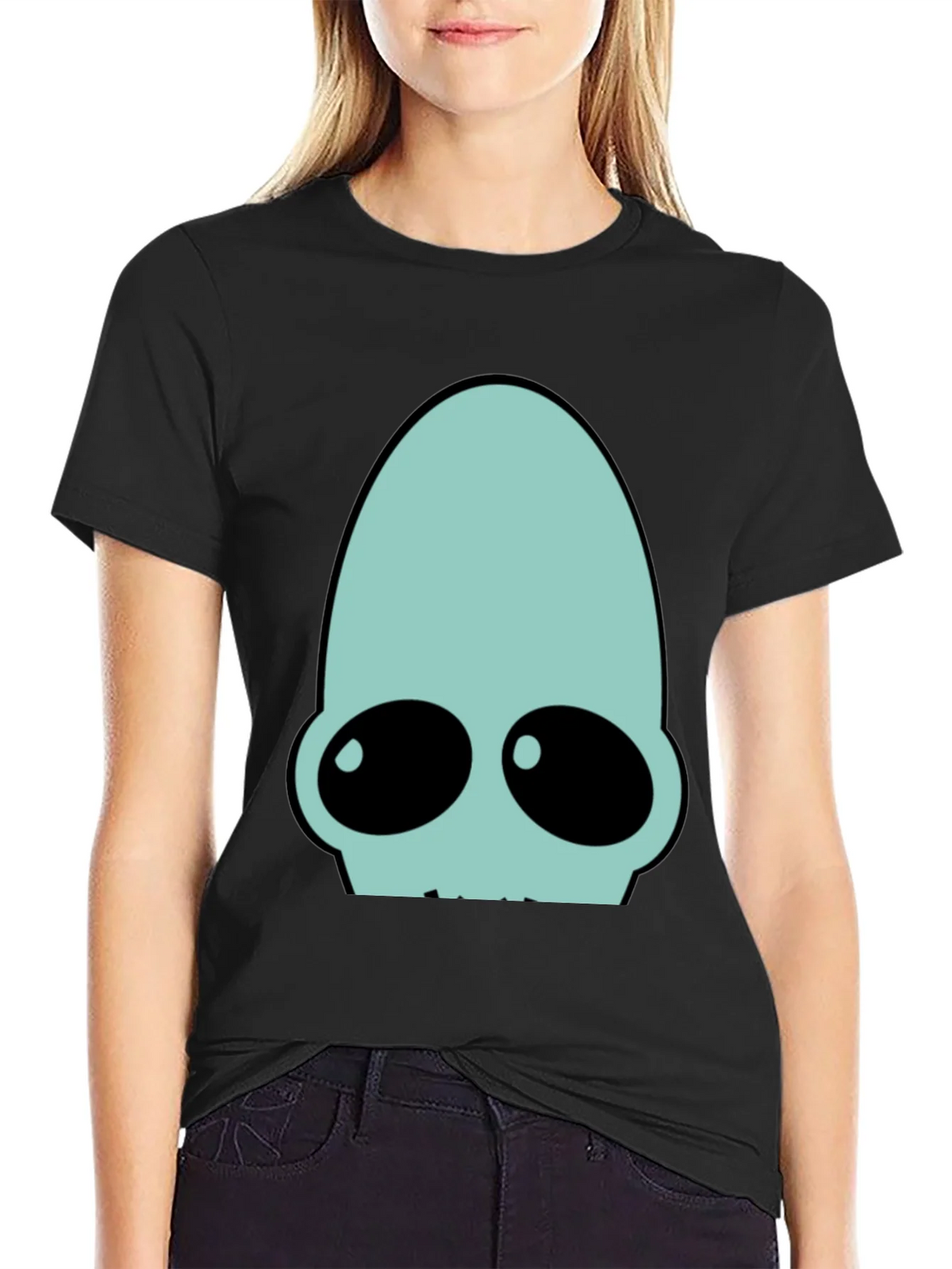 Futuristic Alien Head Graphic Tee - Black product image 5
