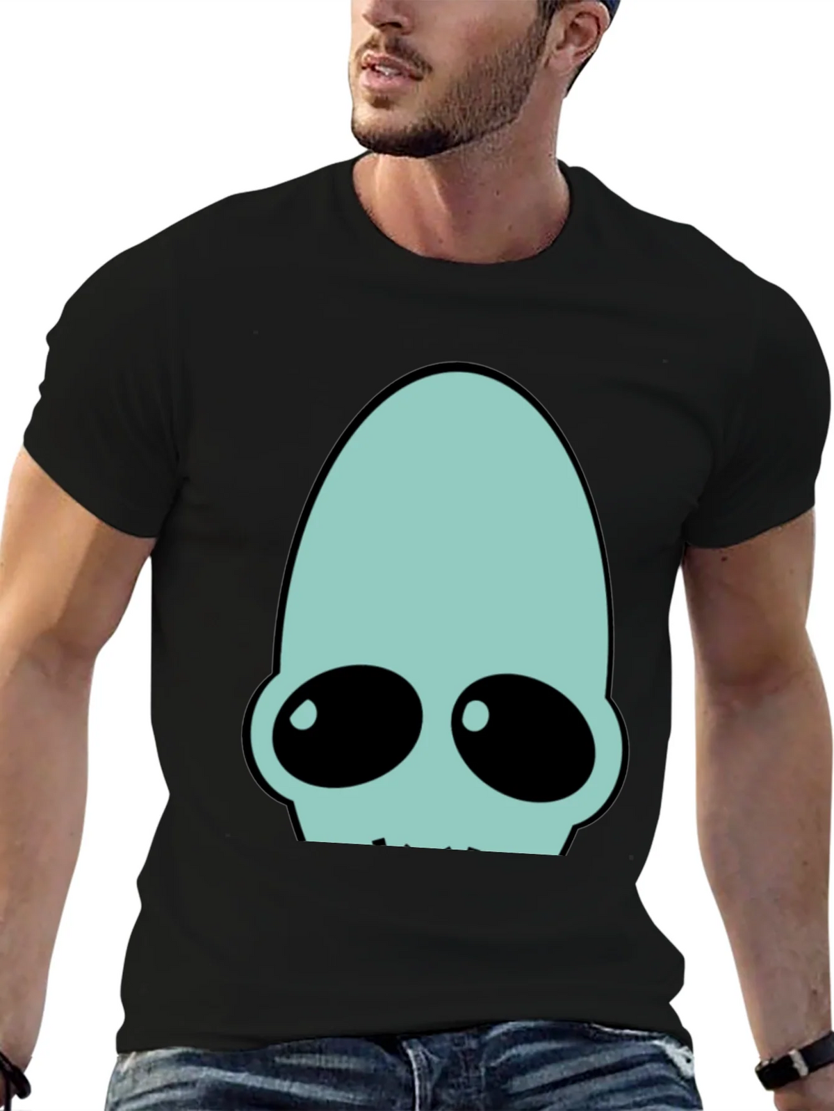 Futuristic Alien Head Graphic Tee - Black product image 9