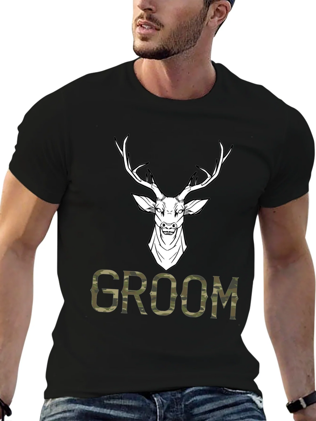 Groom Deer Camo Graphic T-Shirt product image 9