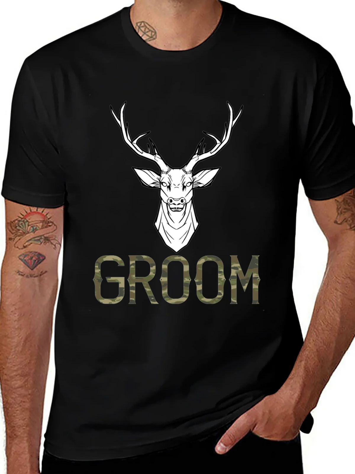 Groom Deer Camo Graphic T-Shirt product image 1