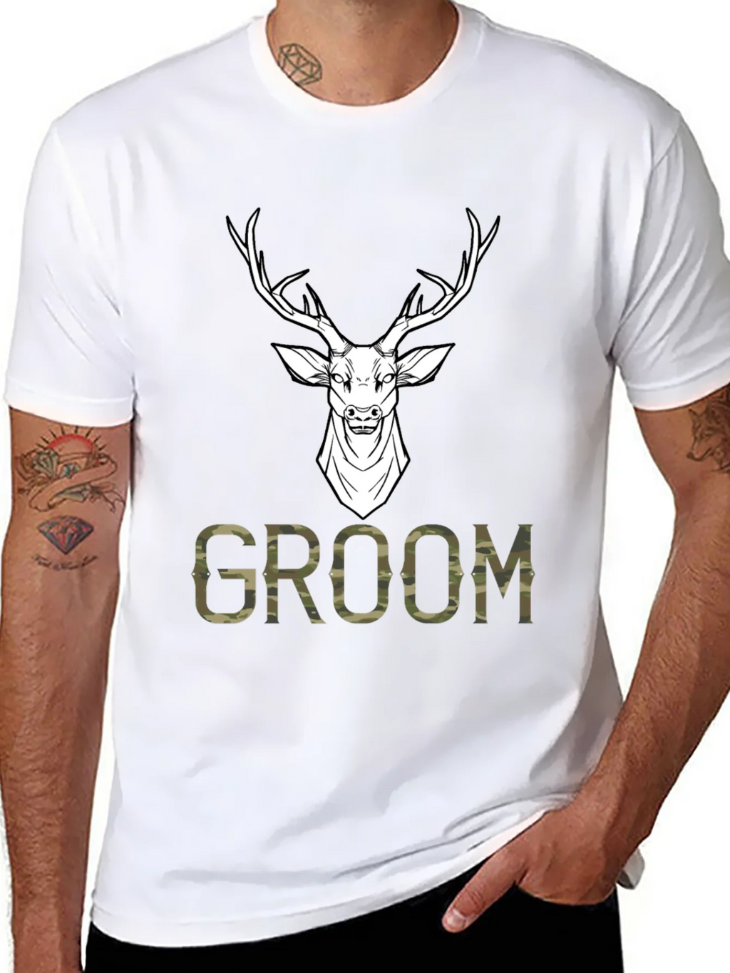Groom Deer Camo Graphic T-Shirt product image 10