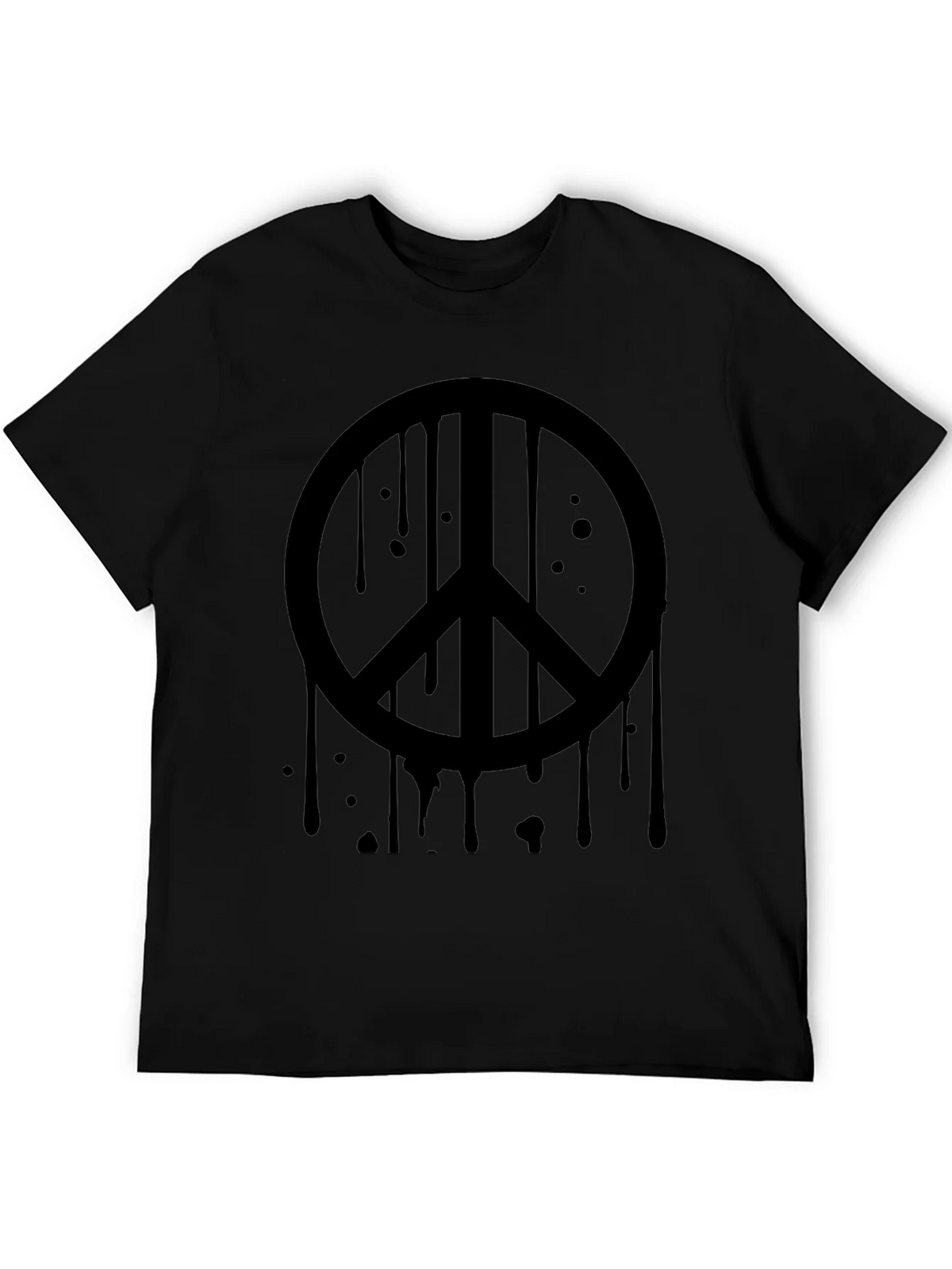 Black Peace Sign Drip Graphic Tee - Soft Cotton Casual product image 8