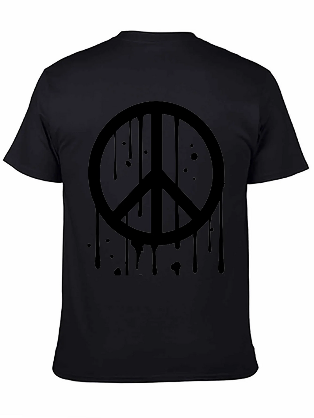 Black Peace Sign Drip Graphic Tee - Soft Cotton Casual product image 7
