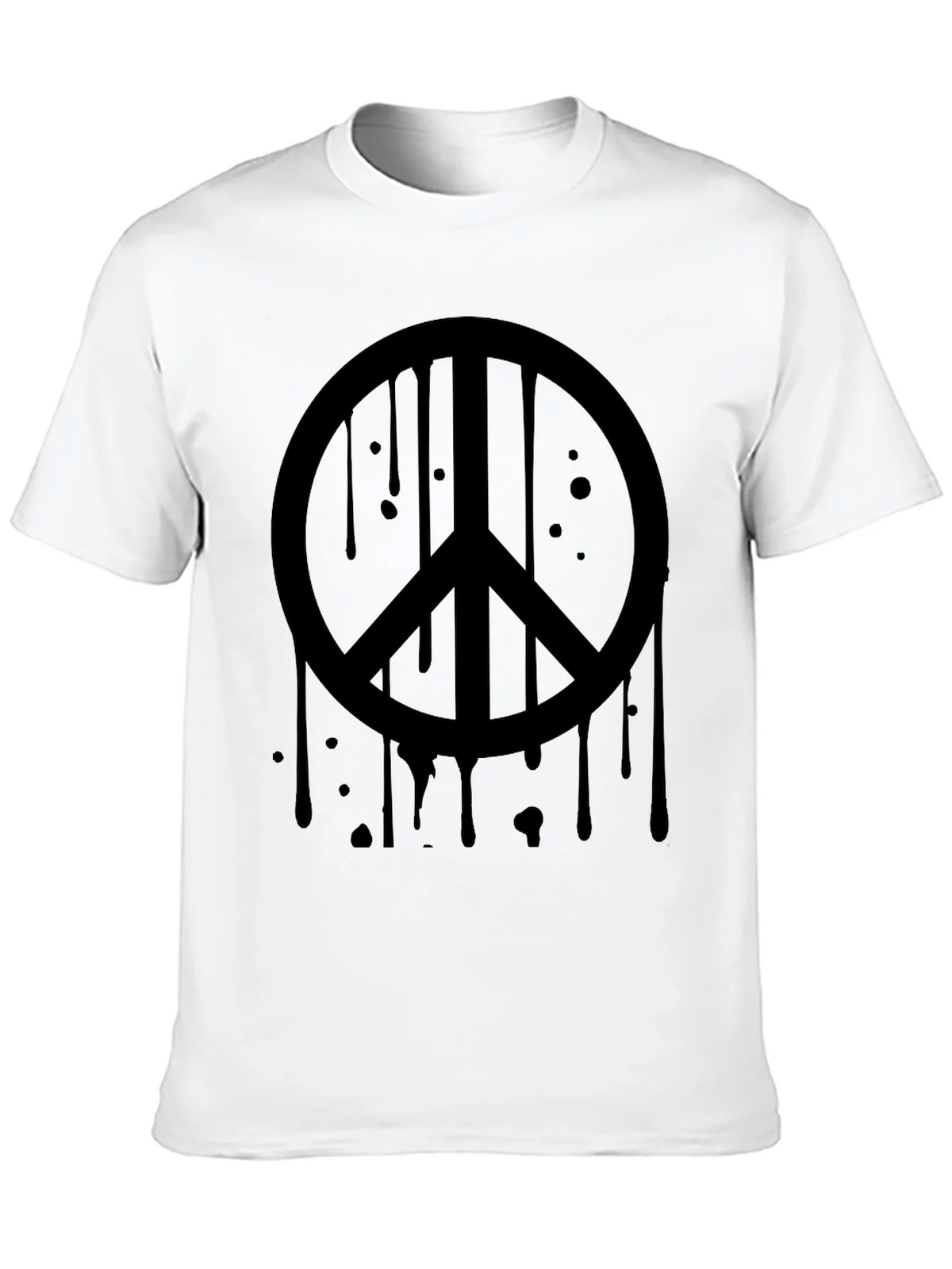 Black Peace Sign Drip Graphic Tee - Soft Cotton Casual product image 12