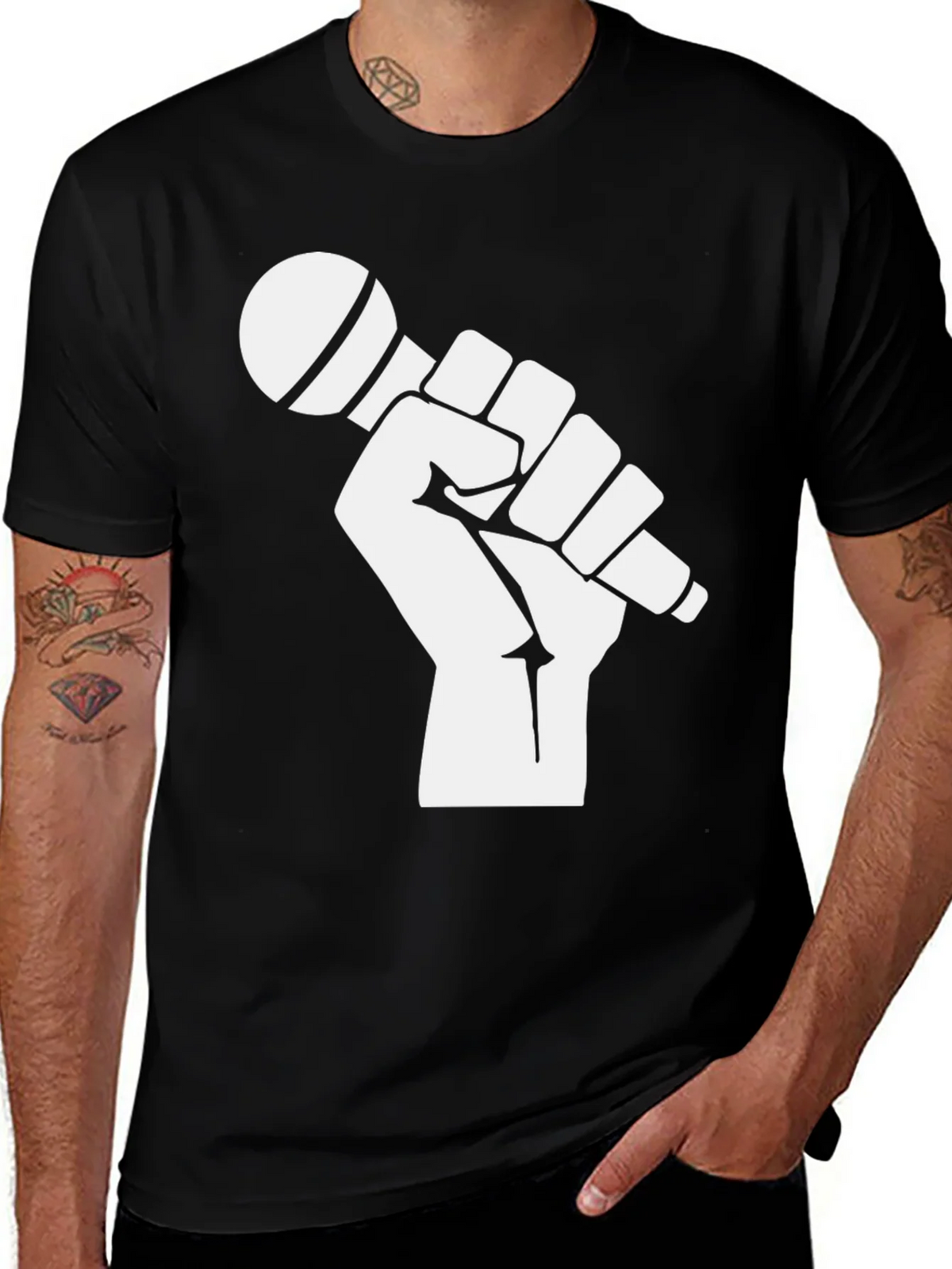 Mic Check T-Shirt - Black Cotton Graphic Tee product image 1