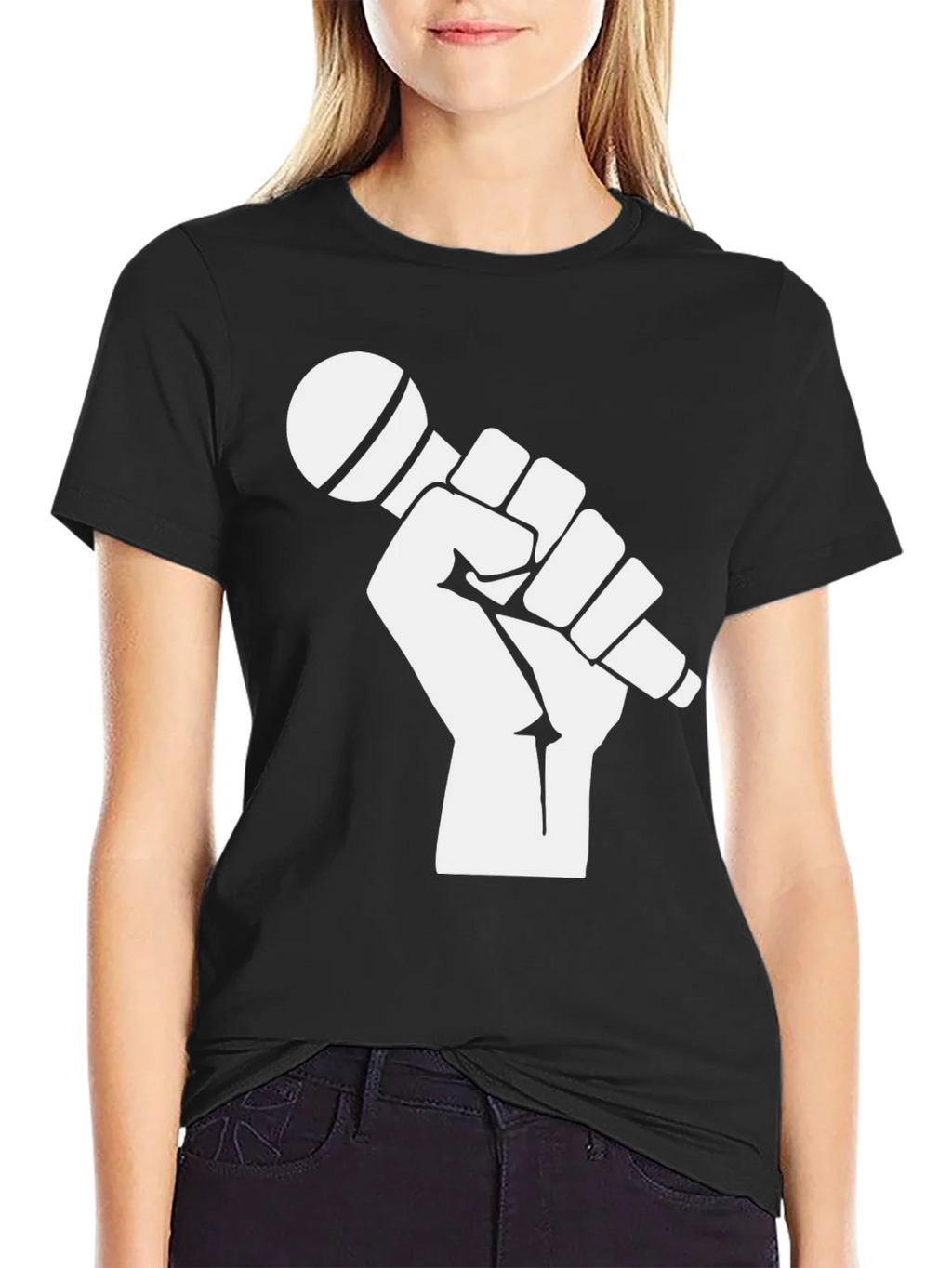 Mic Check T-Shirt - Black Cotton Graphic Tee product image 5