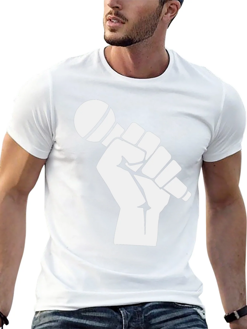 Mic Check T-Shirt - Black Cotton Graphic Tee product image 4