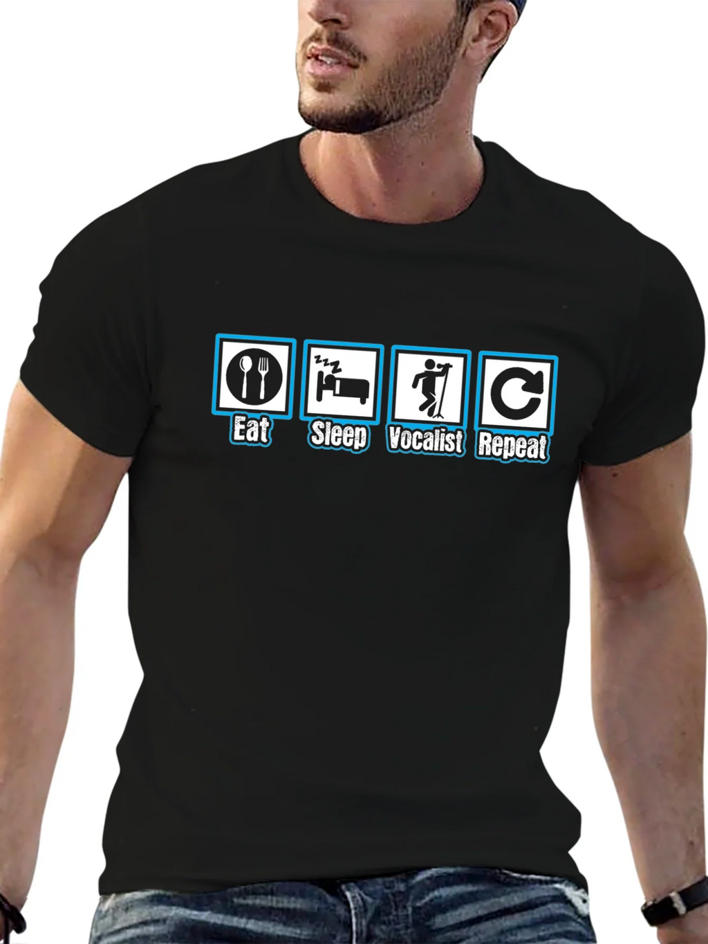 Eat Sleep Vocalist Repeat Black T-Shirt product image 9