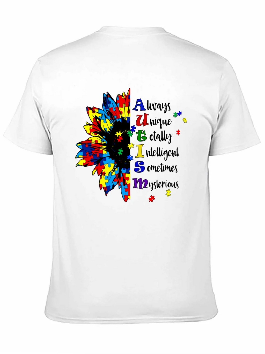 Autism Awareness Sunflower Puzzle Piece Graphic T-Shirt product image 1