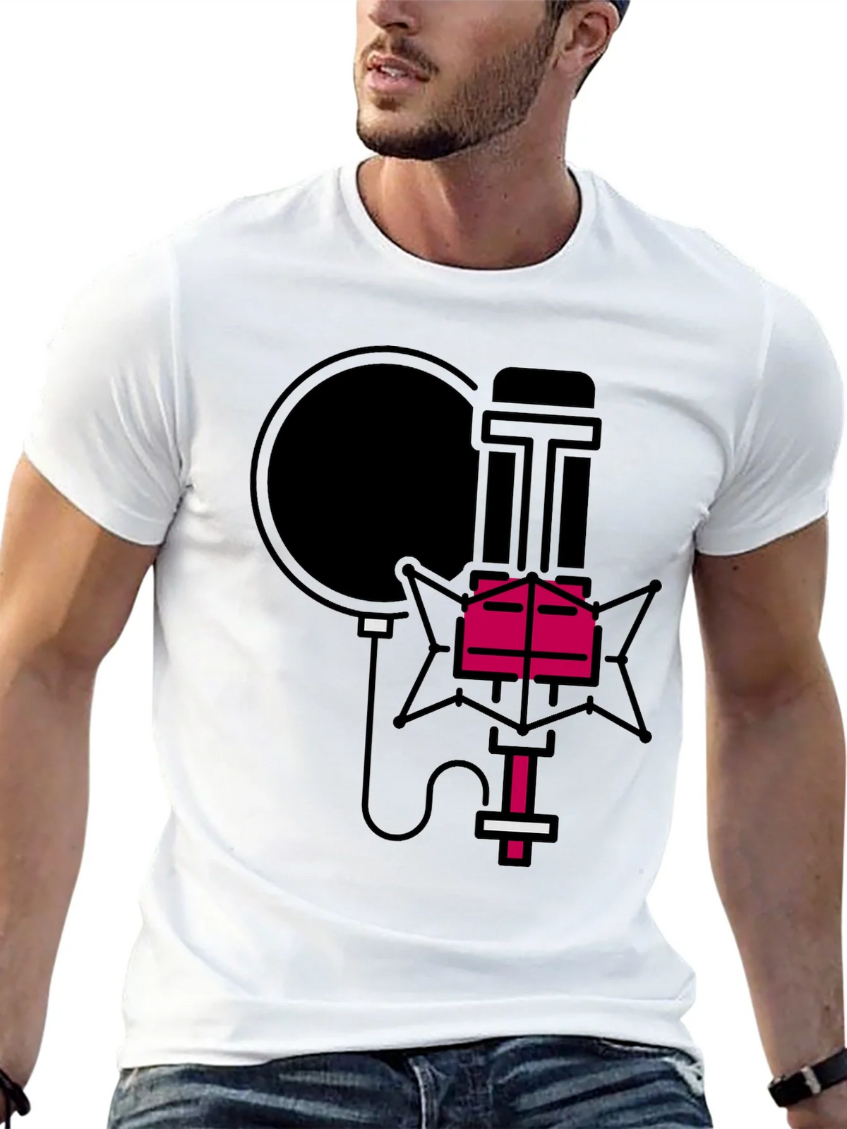 Retro Microphone Graphic Tee - Stylish Music Lover Shirt product image 4