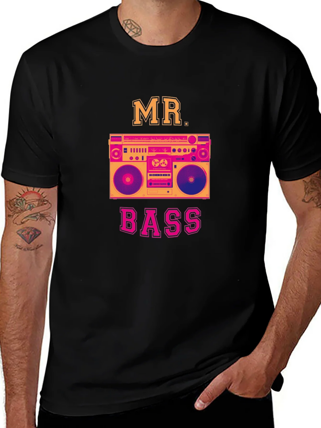 Mr. Bass Graphic T-Shirt - Retro Boombox Design product image 1