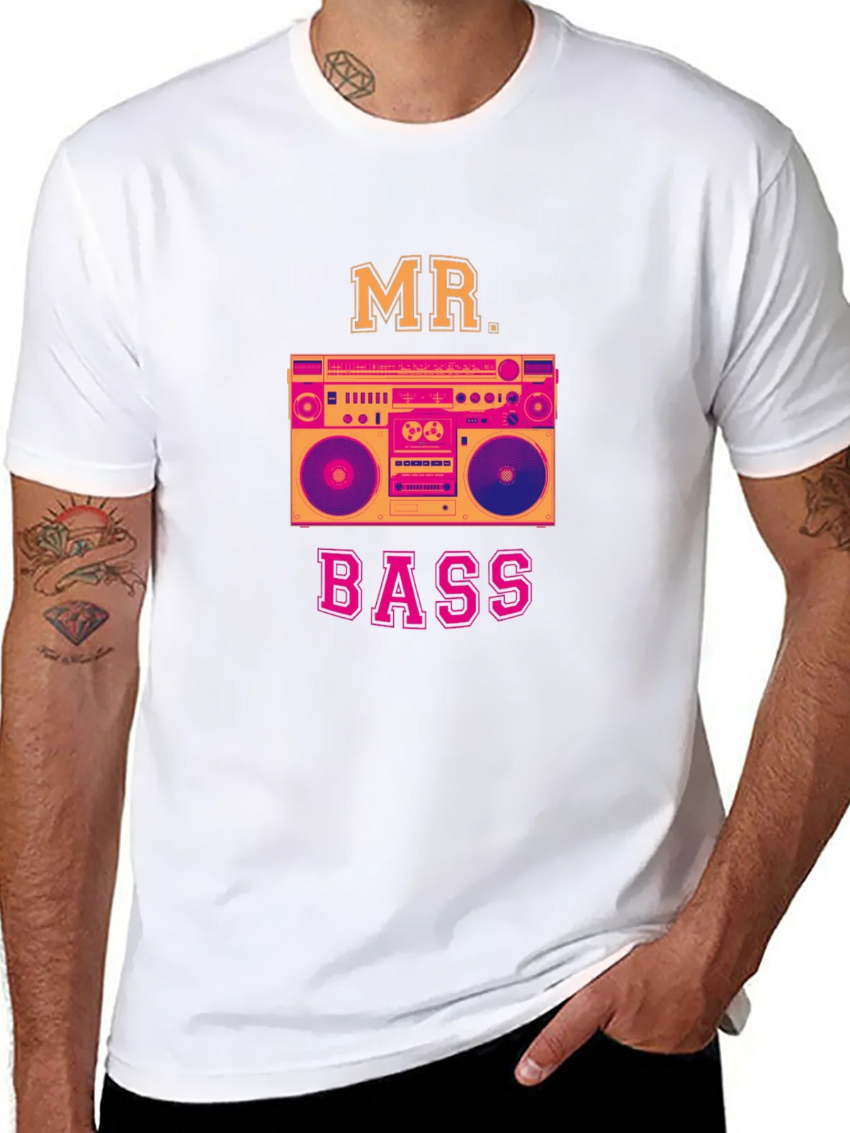 Mr. Bass Graphic T-Shirt - Retro Boombox Design product image 10