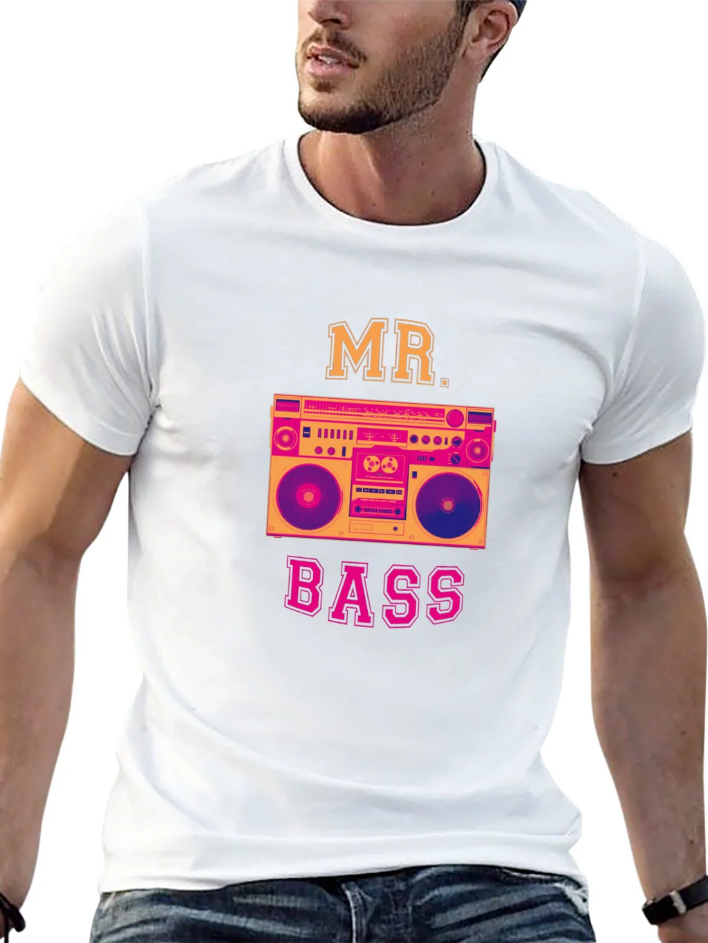 Mr. Bass Graphic T-Shirt - Retro Boombox Design product image 4