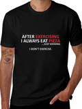 Funny Exercise Pizza T-Shirt - Black Cotton Tee product image 1