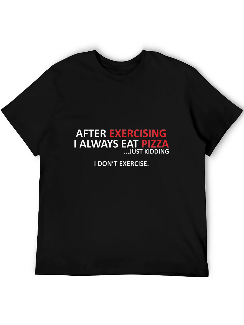 Funny Exercise Pizza T-Shirt - Black Cotton Tee product image 8