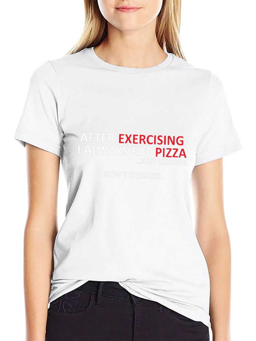 Funny Exercise Pizza T-Shirt - Black Cotton Tee product image 11
