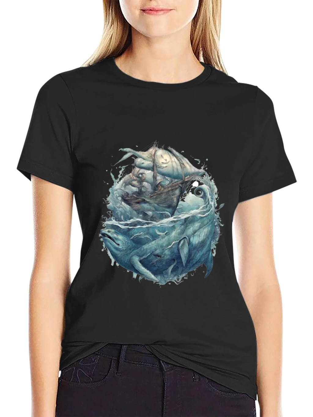 Whale & Ship Graphic Tee - Mens Black T-Shirt product image 5