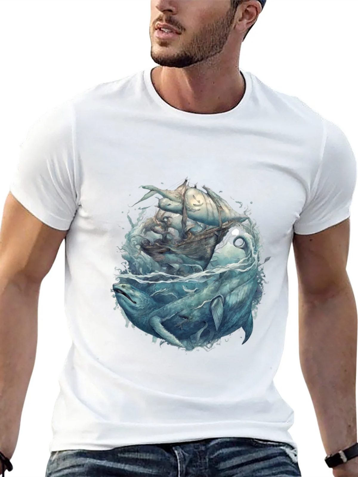Whale & Ship Graphic Tee - Mens Black T-Shirt product image 4