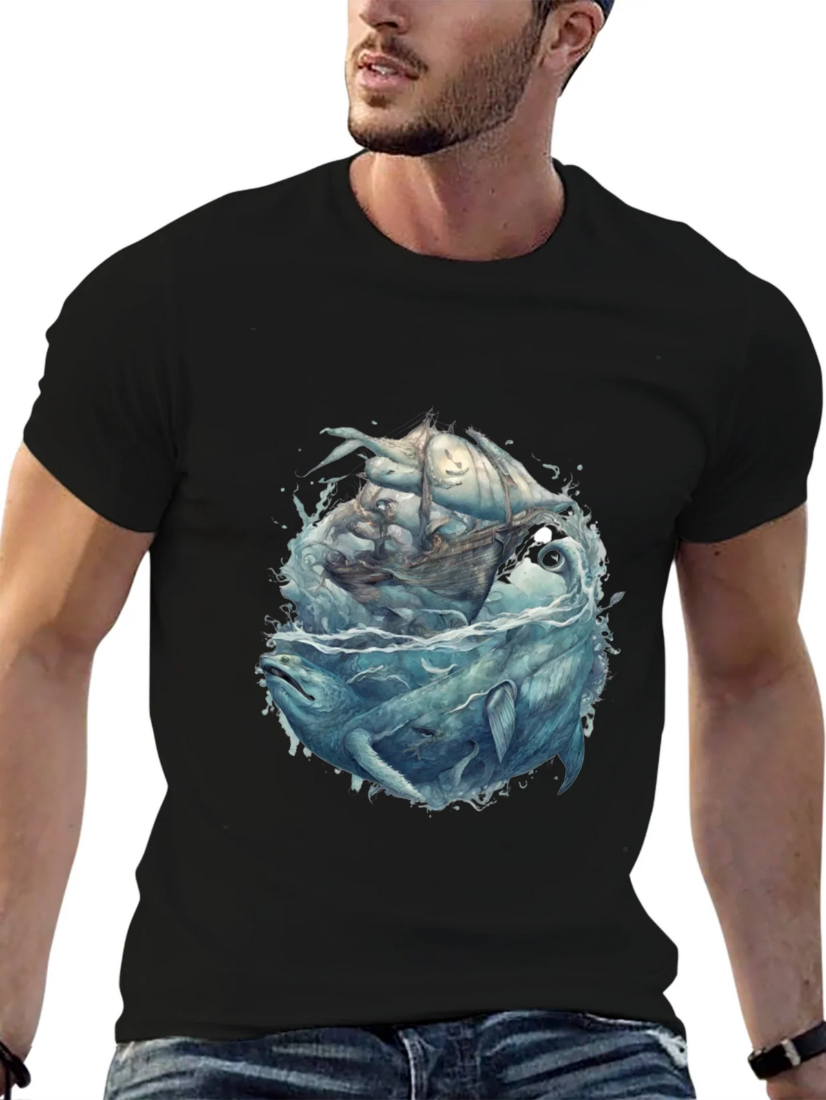 Whale & Ship Graphic Tee - Mens Black T-Shirt product image 9