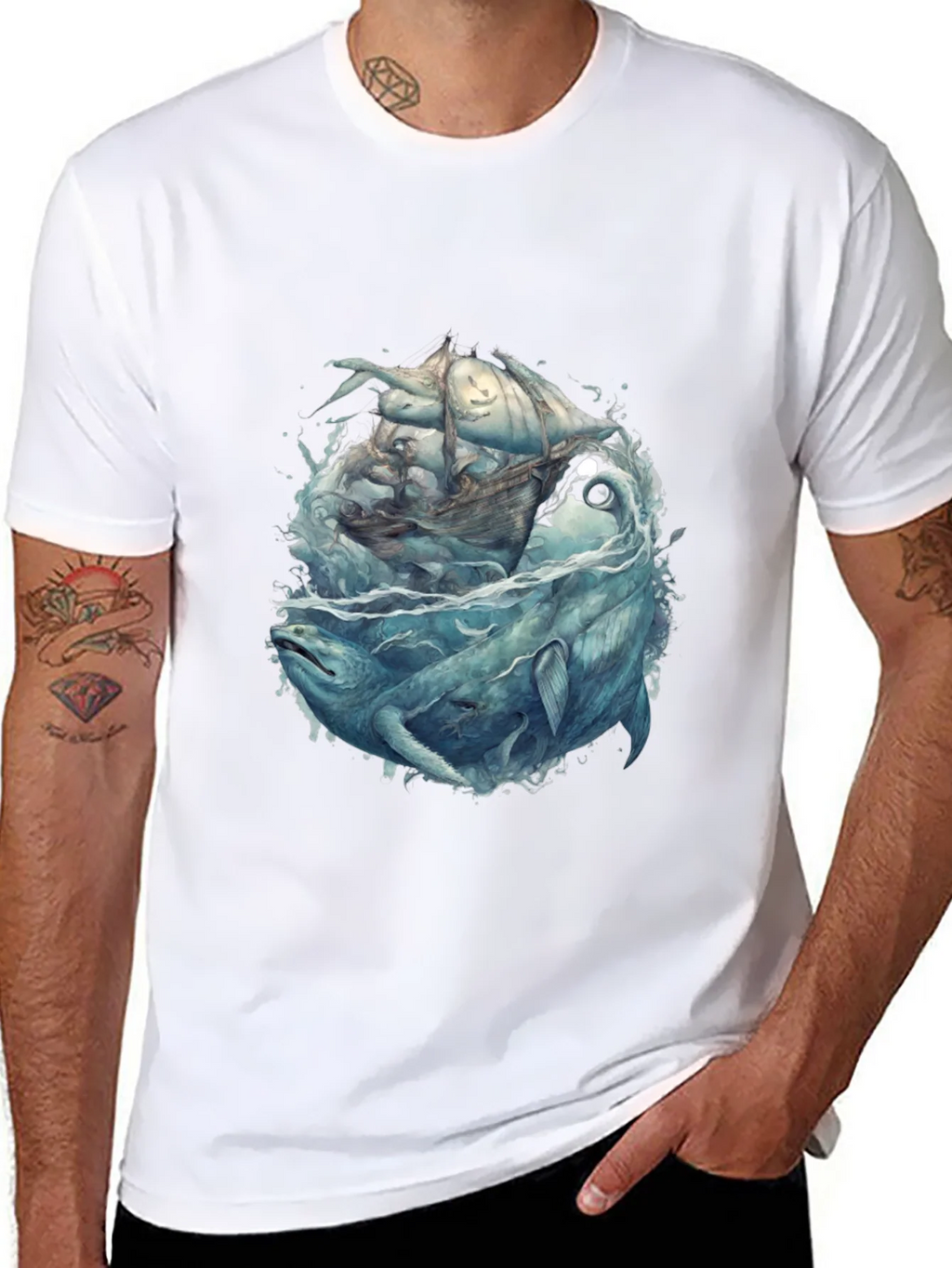 Whale & Ship Graphic Tee - Mens Black T-Shirt product image 10