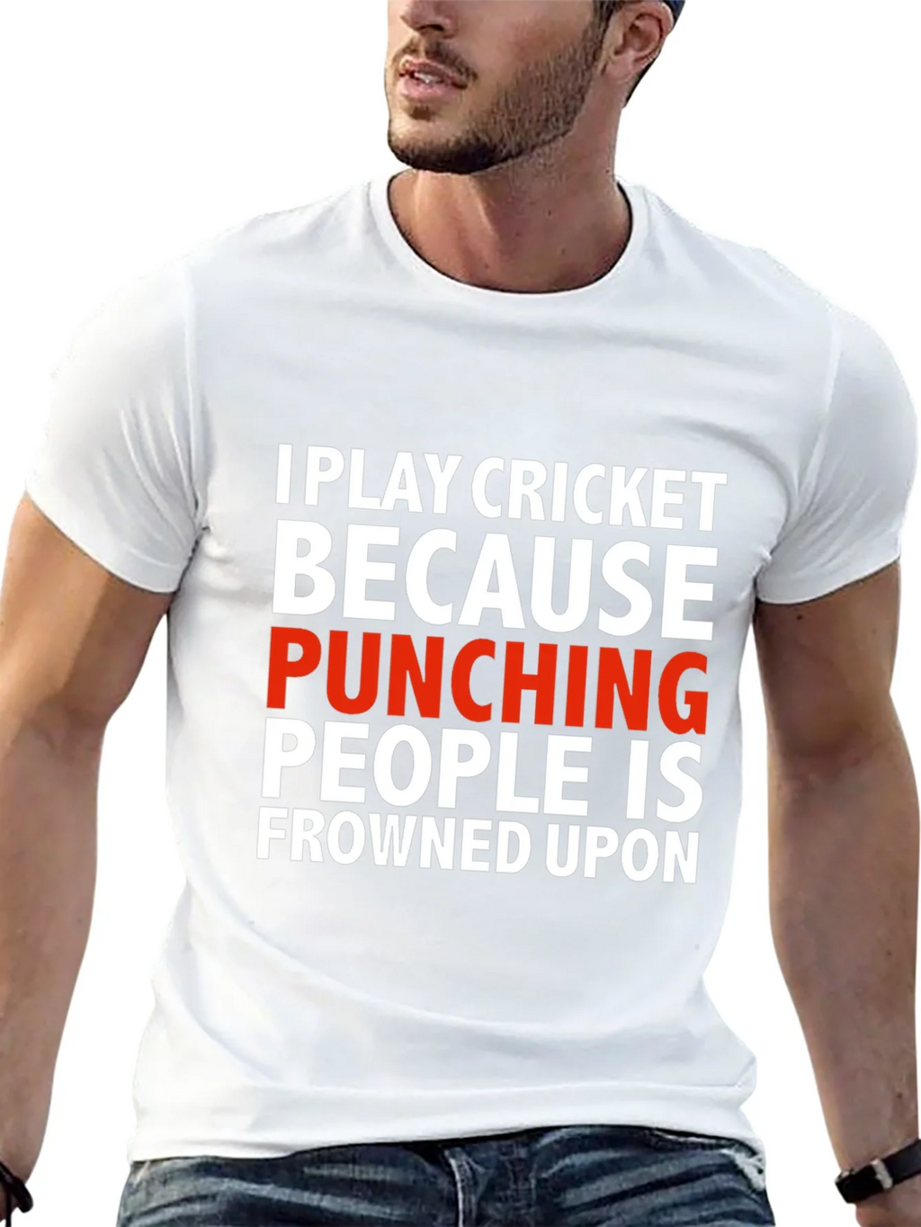 Funny Cricket T-Shirt - Punching People Frowned Upon product image 4
