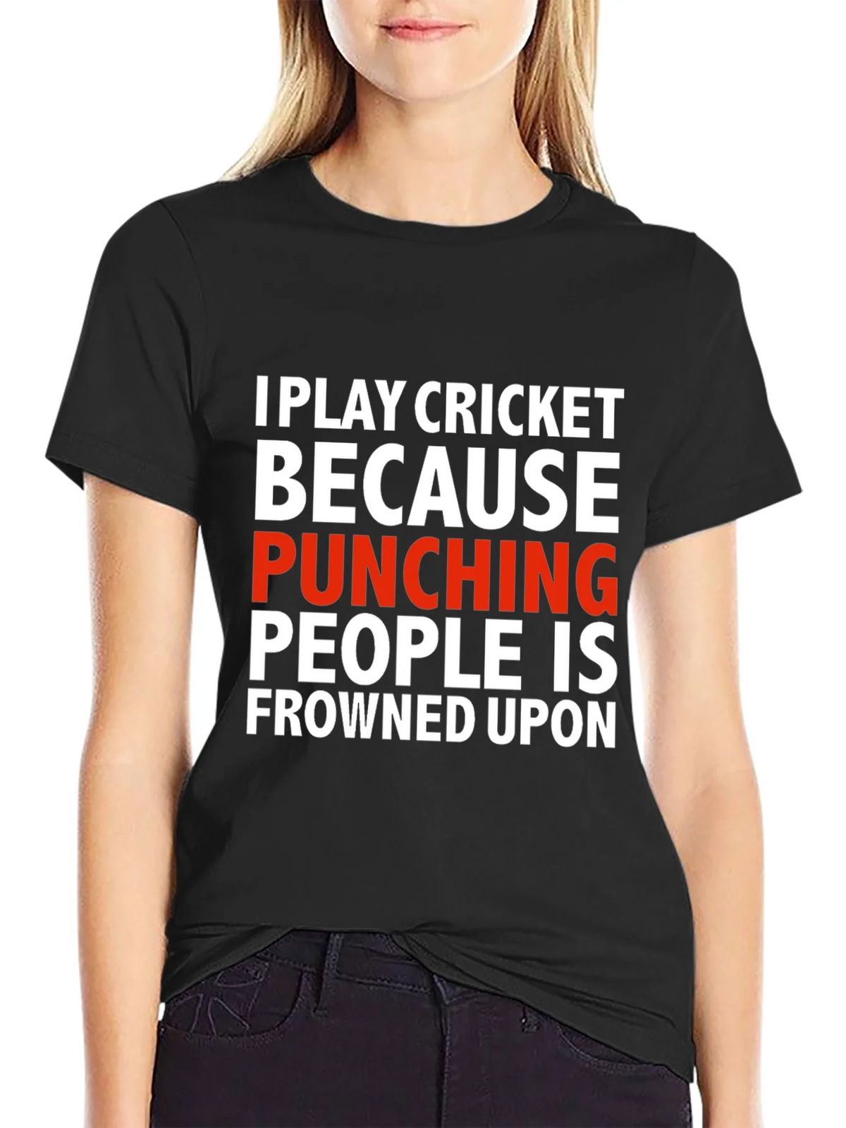 Funny Cricket T-Shirt - Punching People Frowned Upon product image 5