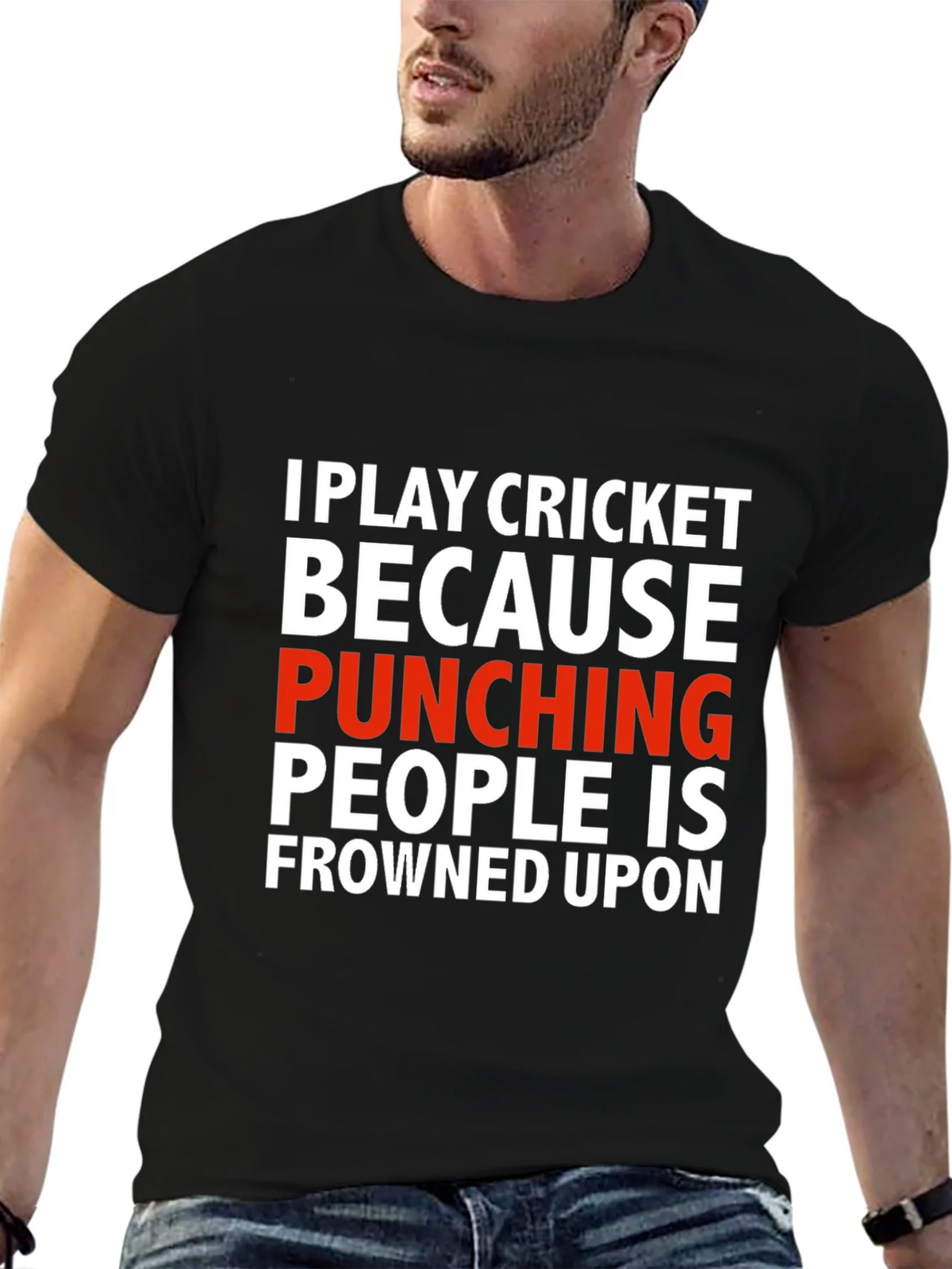 Funny Cricket T-Shirt - Punching People Frowned Upon product image 9