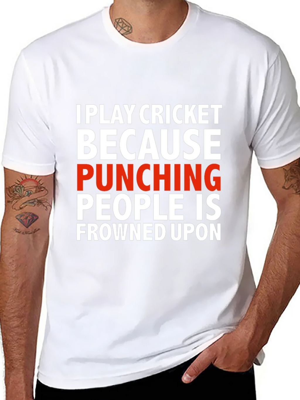 Funny Cricket T-Shirt - Punching People Frowned Upon product image 10