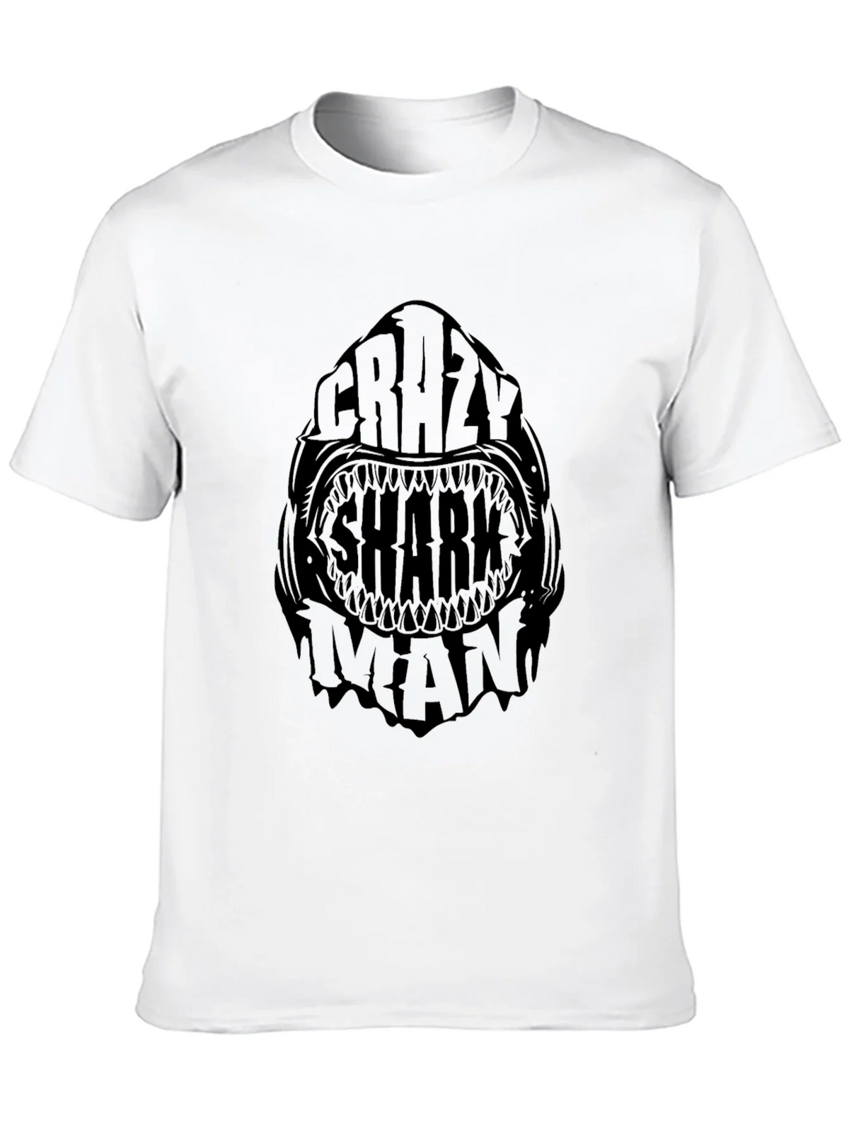 Crazy Shark Man Black Graphic Tee product image 12