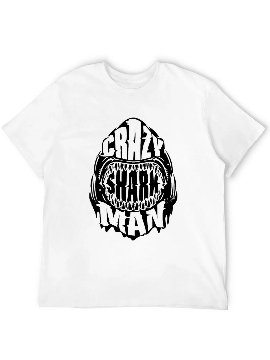 Crazy Shark Man Black Graphic Tee product image 3