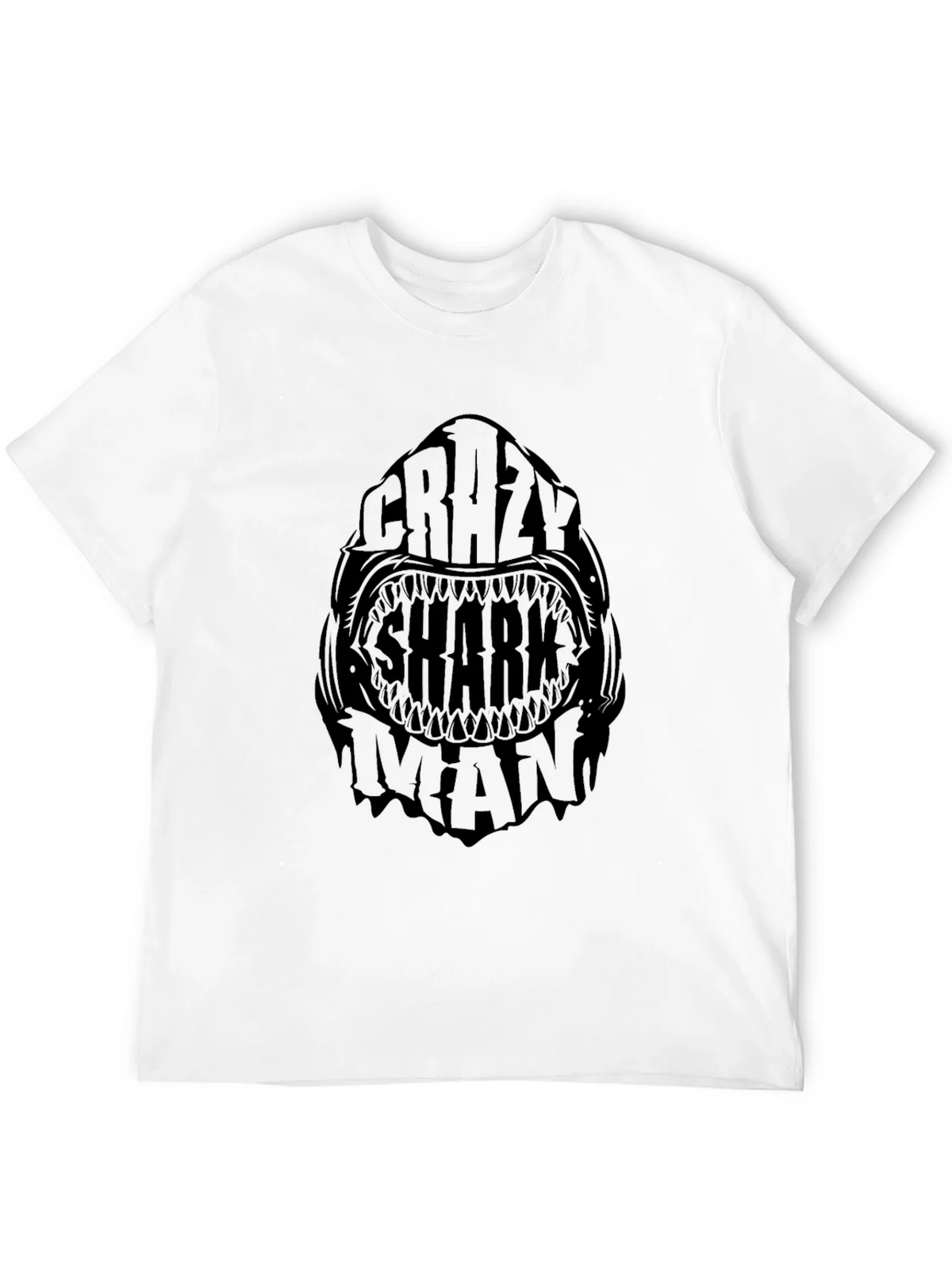 Crazy Shark Man Black Graphic Tee product image 3
