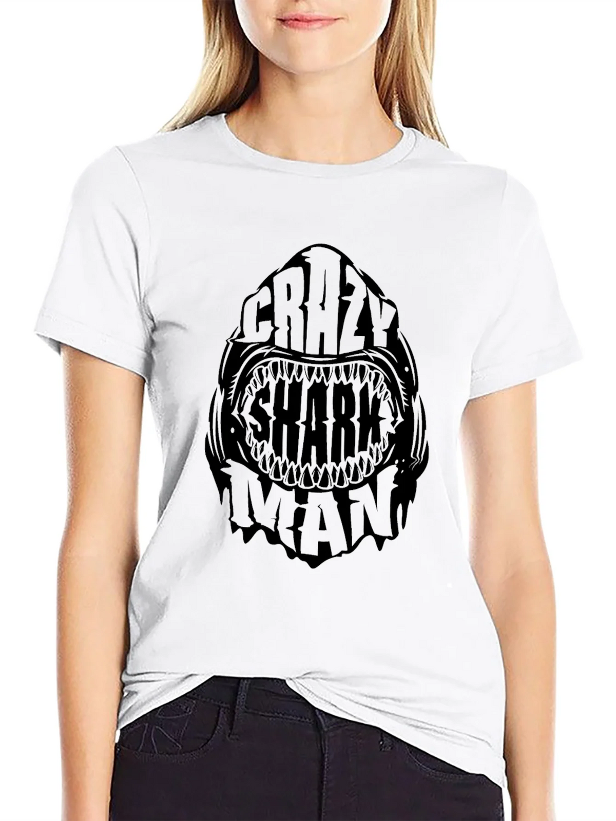 Crazy Shark Man Black Graphic Tee product image 11
