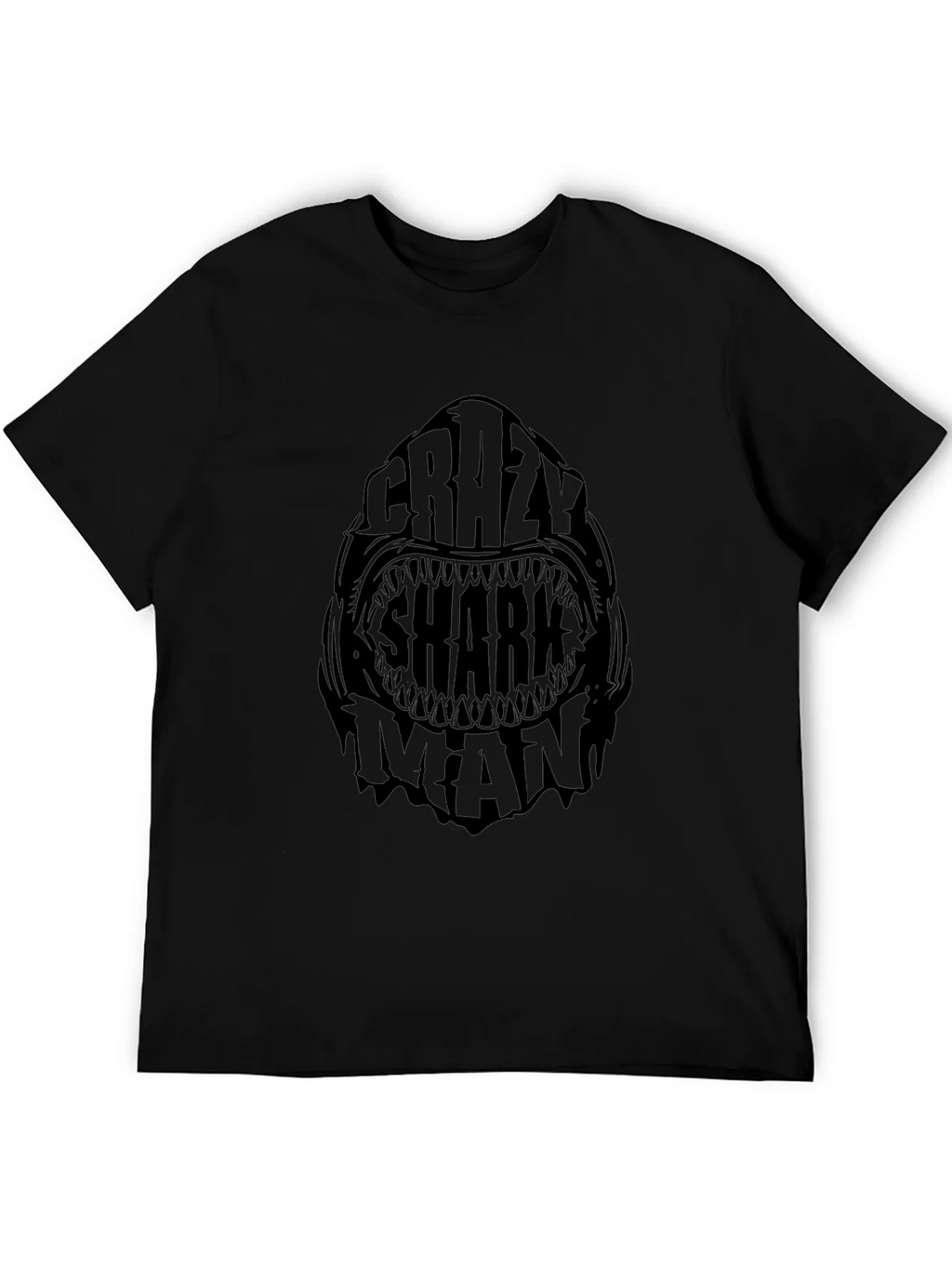 Crazy Shark Man Black Graphic Tee product image 8