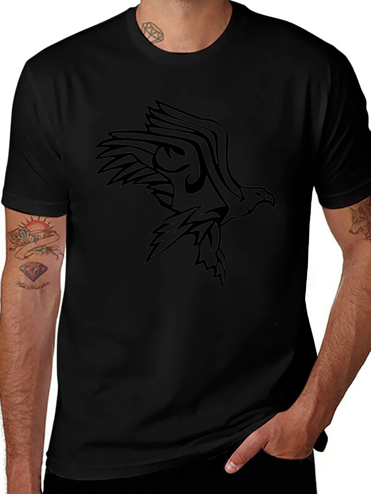 Mens Black Eagle Graphic Tee - Stylish & Bold product image 1