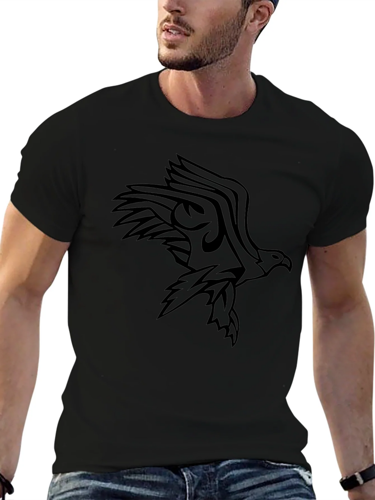 Mens Black Eagle Graphic Tee - Stylish & Bold product image 9