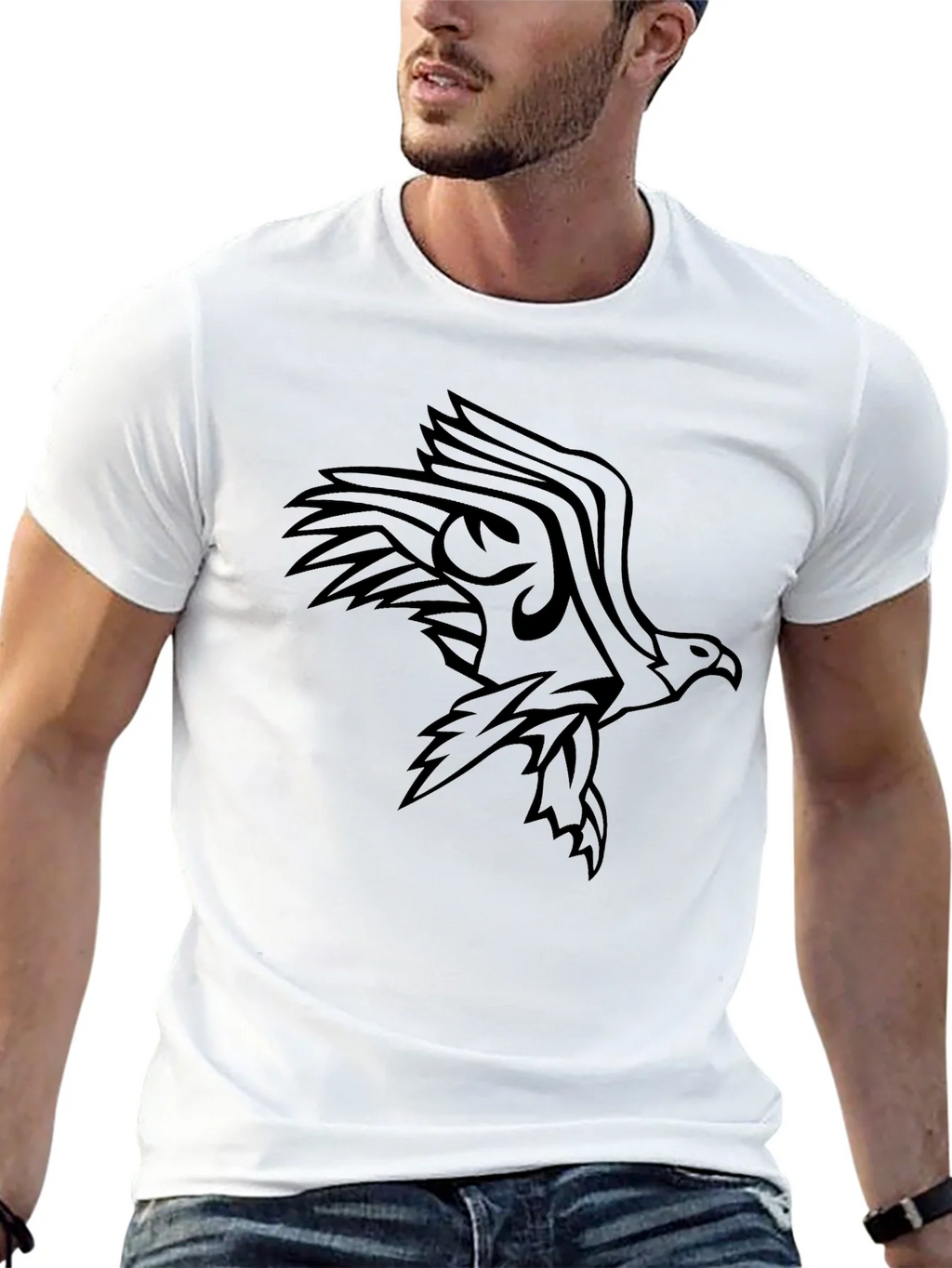 Mens Black Eagle Graphic Tee - Stylish & Bold product image 4
