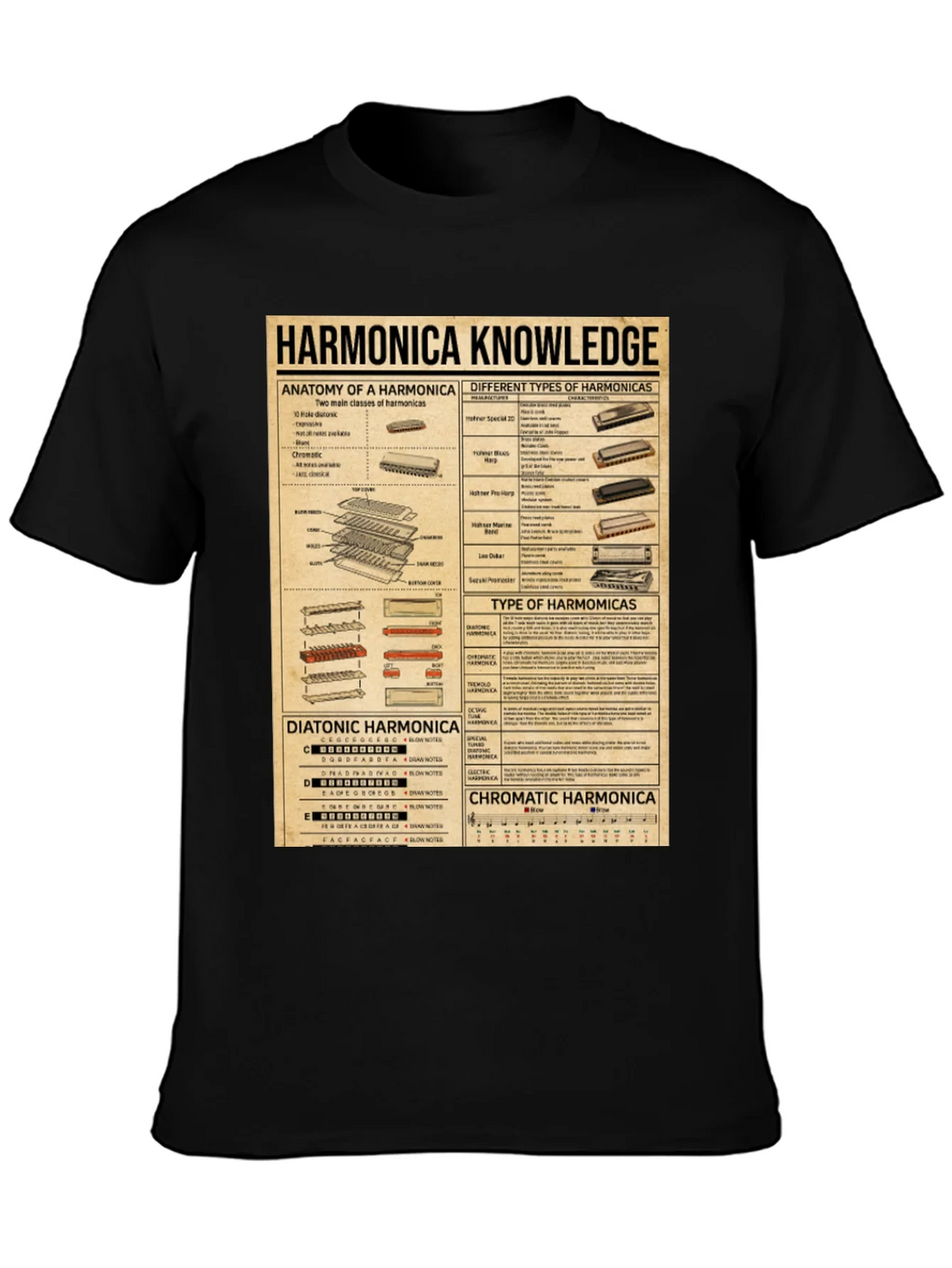 Harmonica Knowledge Graphic T-Shirt product image 6