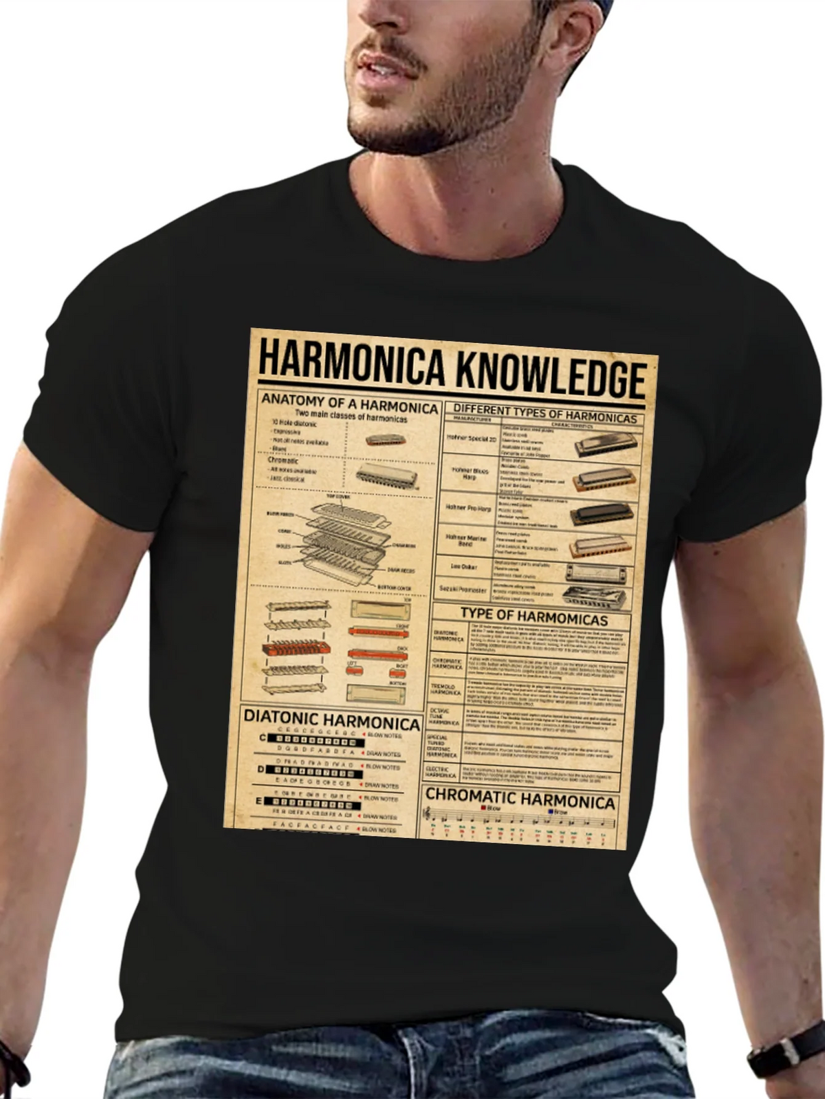 Harmonica Knowledge Graphic T-Shirt product image 9