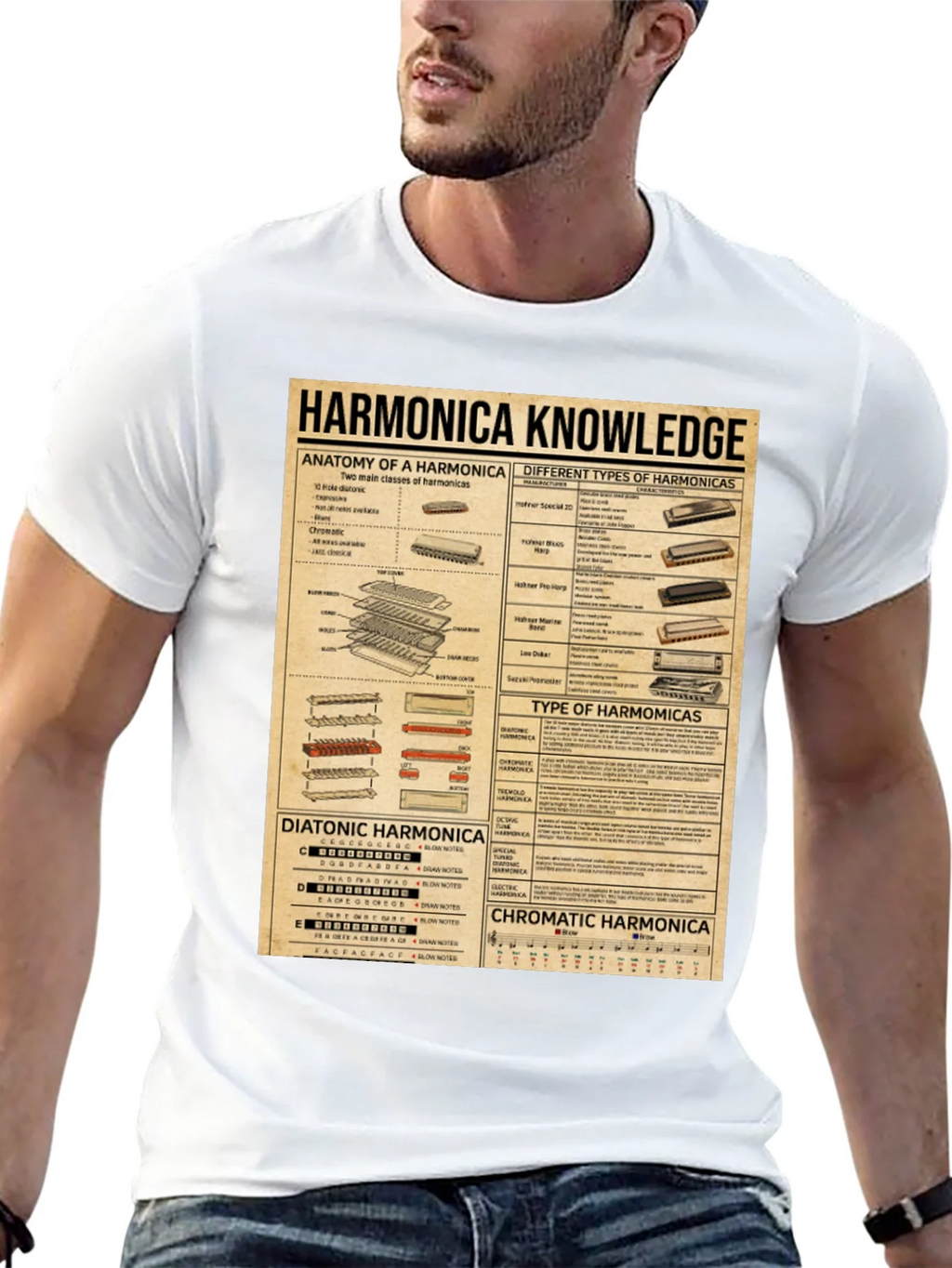 Harmonica Knowledge Graphic T-Shirt product image 4