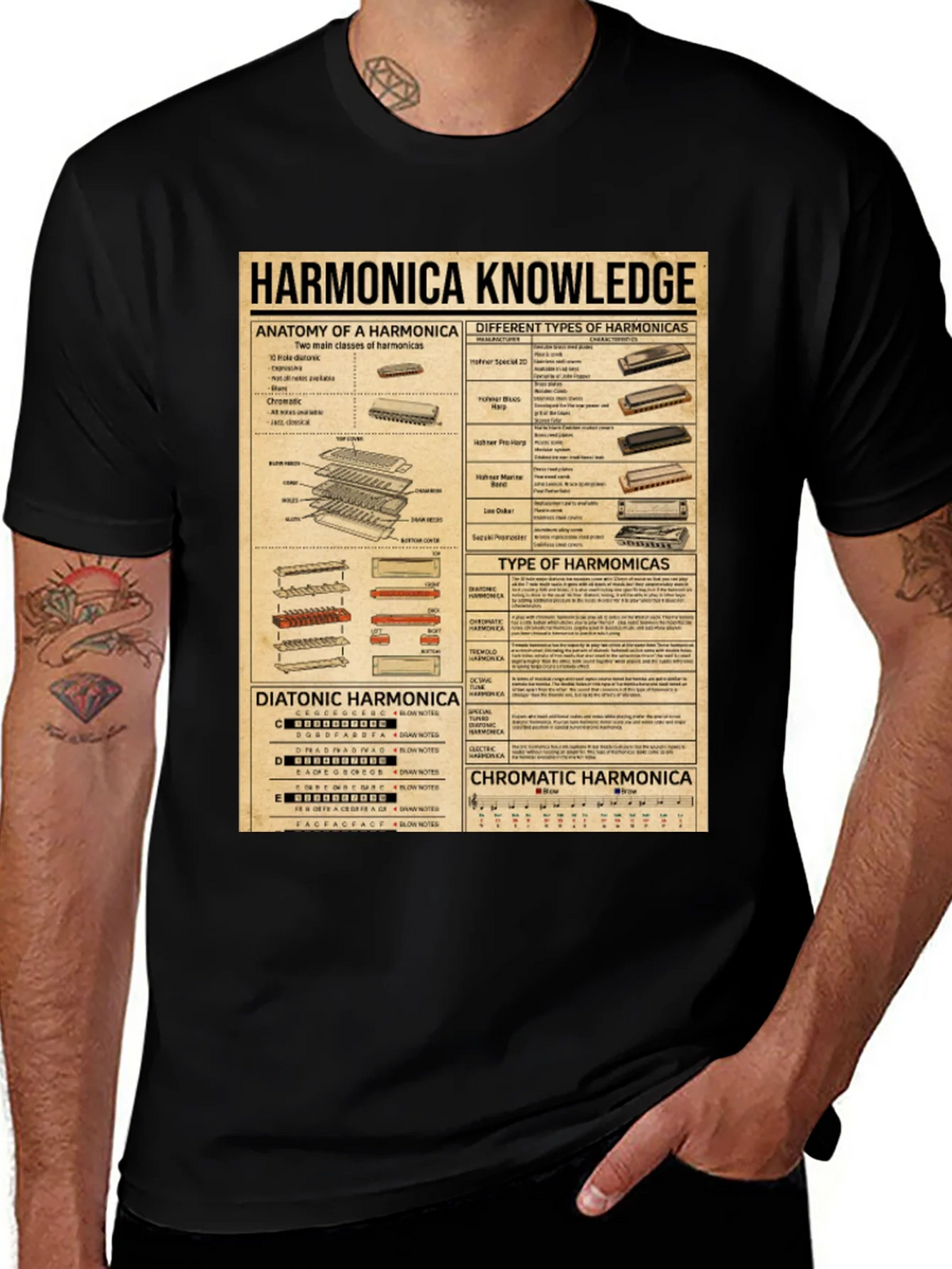 Harmonica Knowledge Graphic T-Shirt product image 1