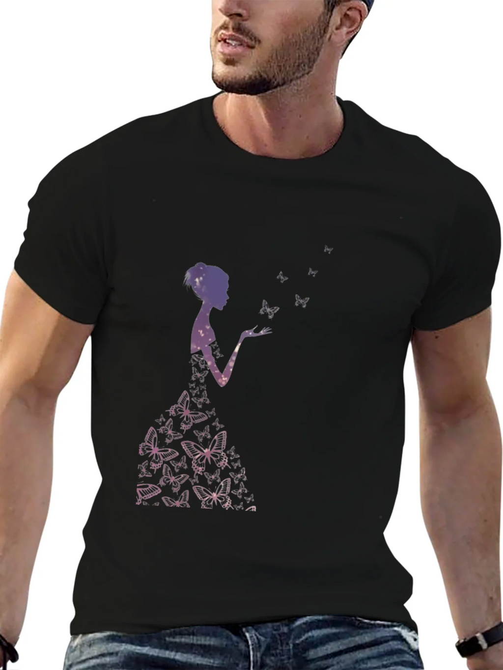 Butterfly Silhouette Graphic Black T-Shirt product image 9