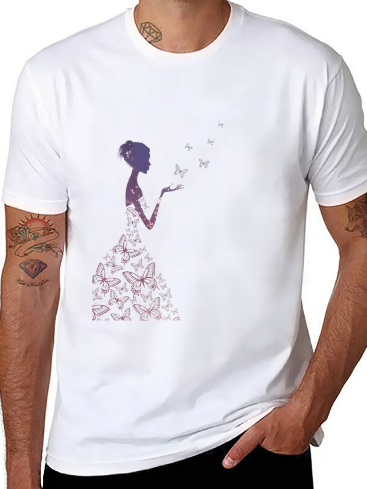 Butterfly Silhouette Graphic Black T-Shirt product image 10
