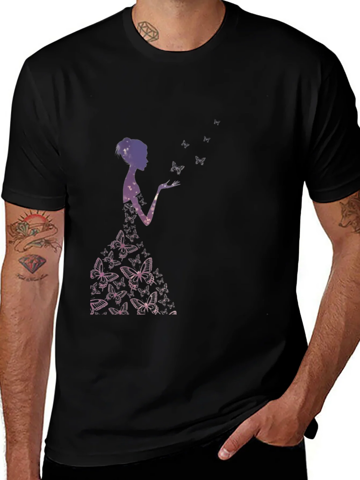 Butterfly Silhouette Graphic Black T-Shirt product image 1