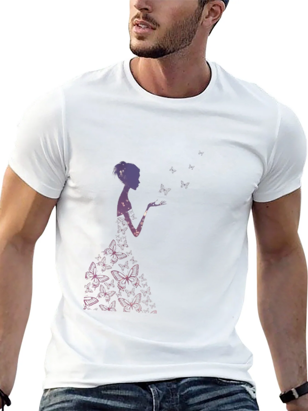 Butterfly Silhouette Graphic Black T-Shirt product image 4