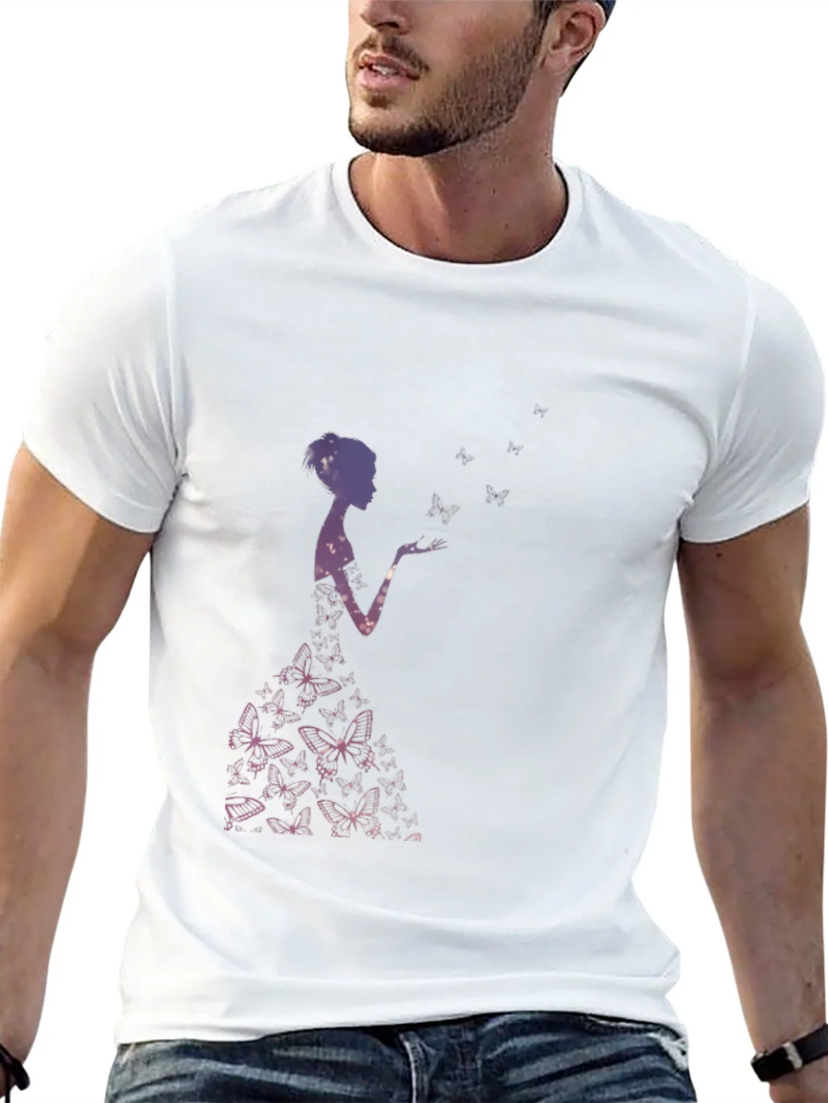 Butterfly Silhouette Graphic Black T-Shirt product image 4